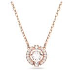 Una necklace, Round cut, White, 18K rose gold finish