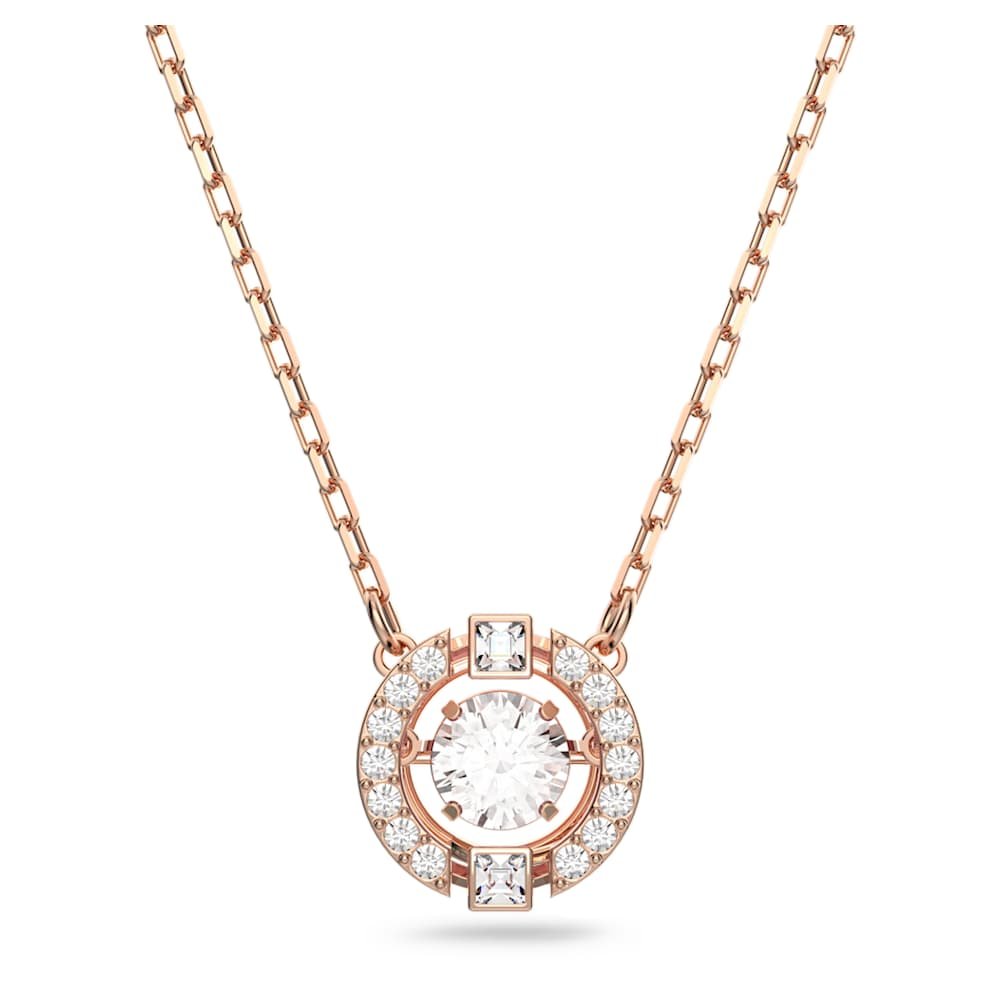 una-necklace-round-cut-white-18k-rose-gold-finish-swarovski-5272364 Una necklace, Round cut, White, 18K rose gold finish - Image 1