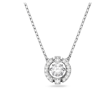 Una necklace, Round cut, White, Rhodium plated