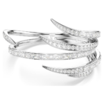 Vienna bangle, Mixed cuts, White, Rhodium plated