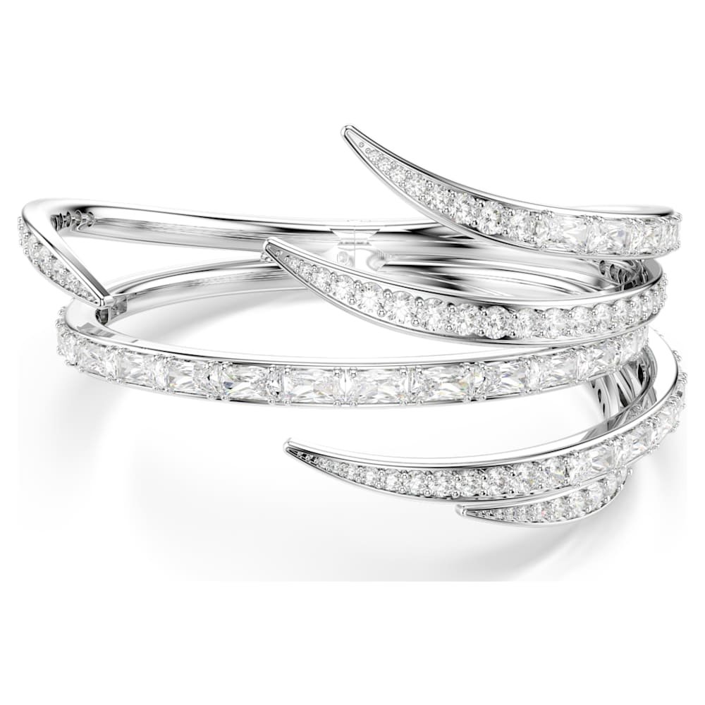 vienna-bangle-mixed-cuts-white-rhodium-plated-swarovski-5756047 Vienna bangle, Mixed cuts, White, Rhodium plated - Image 1