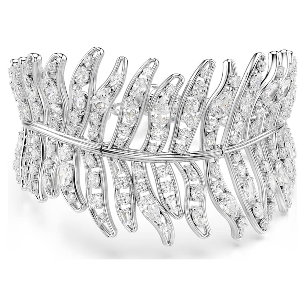 vienna-bracelet-mixed-cuts-feather-white-rhodium-plated-swarovski-5749378 Vienna bracelet, Mixed cuts, Feather, White, Rhodium plated - Image 1