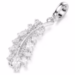 Vienna charm Mixed cuts, Feather, White, Rhodium plated
