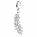 Vienna charm Mixed cuts, Feather, White, Rhodium plated - Image 3
