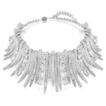 Vienna choker, Mixed cuts, White, Rhodium plated
