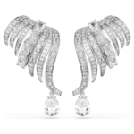Vienna clip earrings, Mixed cuts, Swan, White, Rhodium plated