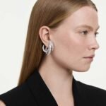 Vienna clip earrings, Mixed cuts, White, Rhodium plated - Image 2