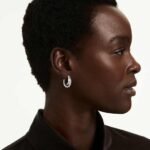 Vienna hoop earrings, Mixed cuts, White, Rhodium plated - Image 2
