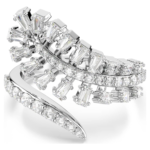 Vienna open ring, Mixed cuts, Feather, White, Rhodium plated