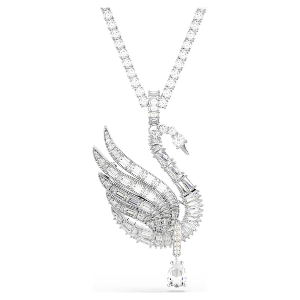 vienna-pendant-and-brooch-mixed-cuts-swan-white-rhodium-plated-swarovski-5754828 Vienna pendant and brooch, Mixed cuts, Swan, White, Rhodium plated - Image 1