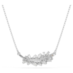 Vienna pendant, Mixed cuts, Feather, White, Rhodium plated