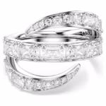Vienna ring Mixed cuts, Swan, White, Rhodium plated