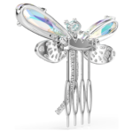 Ariana Grande x Swarovski brooch and hair accessory Crystal pearl, Mixed cuts, Dragonfly, White, Rhodium plated - Image 7