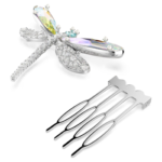 Ariana Grande x Swarovski brooch and hair accessory Crystal pearl, Mixed cuts, Dragonfly, White, Rhodium plated - Image 4