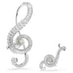Ariana Grande x Swarovski clip earrings Asymmetrical design, Crystal pearl, Baguette cut, White, Rhodium plated - Image 8