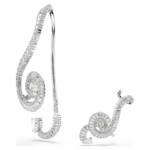 Ariana Grande x Swarovski clip earrings Asymmetrical design, Crystal pearl, Baguette cut, White, Rhodium plated - Image 3