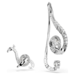 Ariana Grande x Swarovski clip earrings Asymmetrical design, Crystal pearl, Baguette cut, White, Rhodium plated - Image 5
