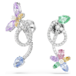 Ariana Grande x Swarovski drop earrings with ear jacket Mixed cuts, Dragonfly, flower, Multicoloured, Rhodium plated - Image 8