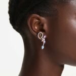 Ariana Grande x Swarovski drop earrings with ear jacket Mixed cuts, Dragonfly, flower, Multicoloured, Rhodium plated - Image 6