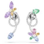 Ariana Grande x Swarovski drop earrings with ear jacket Mixed cuts, Dragonfly, flower, Multicoloured, Rhodium plated - Image 3