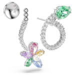 Ariana Grande x Swarovski drop earrings with ear jacket Mixed cuts, Dragonfly, flower, Multicoloured, Rhodium plated - Image 4