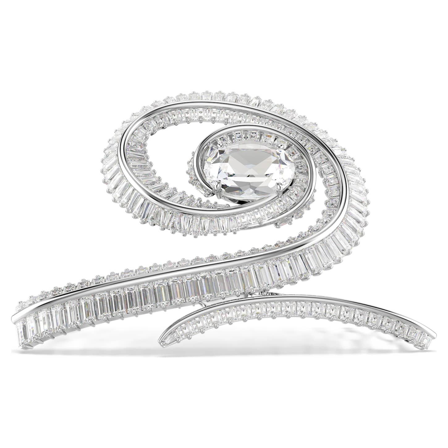 Ariana Grande x Swarovski hair clip Baguette cut, White, Rhodium plated