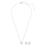 Ariana Grande x Swarovski set Crystal pearl, Round cut, Flower, White, Rhodium plated - Image 4