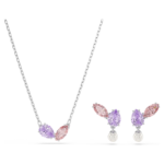 Ariana Grande x Swarovski set Mixed cuts, Multicoloured, Rhodium plated