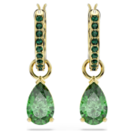 Attract drop earrings Pear cut, Green, 18K gold finish - Image 3