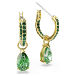 Attract drop earrings Pear cut, Green, 18K gold finish - Image 4