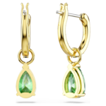 Attract drop earrings Pear cut, Green, 18K gold finish - Image 5