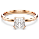 Attract ring Square cut, White, 18K rose gold finish