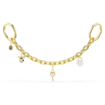 Bag charm Mixed cuts, White, Gold-tone plated