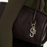 Bag charm Round cut, White, Mixed metal finish - Image 2