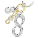 Bag charm Round cut, White, Mixed metal finish - Image 3