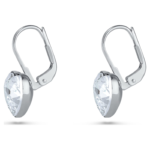 Bella drop earrings Heart, White, Rhodium plated - Image 4
