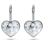 Bella drop earrings Heart, White, Rhodium plated - Image 3