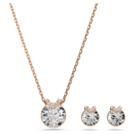 Bella V set Round cut, White, 18K rose gold finish
