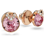 Bella V stud earrings Round cut, Pavé, Pink, 18K rose gold finish - Image 4