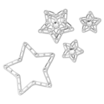 Body jewel Set (4), Star, White