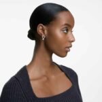 Constella hoop earrings Round cut, White, Rhodium plated - Image 2