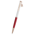 Crystalline ballpoint pen Bell, Red lacquered, rose gold-tone plated - Image 5