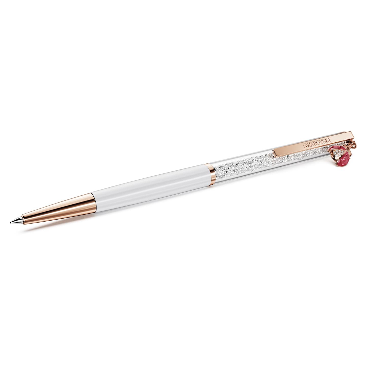 crystalline-ballpoint-pen-ladybird-white-red-lacquered-rose-gold-tone-plated-swarovski-5732981 Crystalline ballpoint pen Ladybird, White, Red lacquered, rose gold-tone plated - Image 1