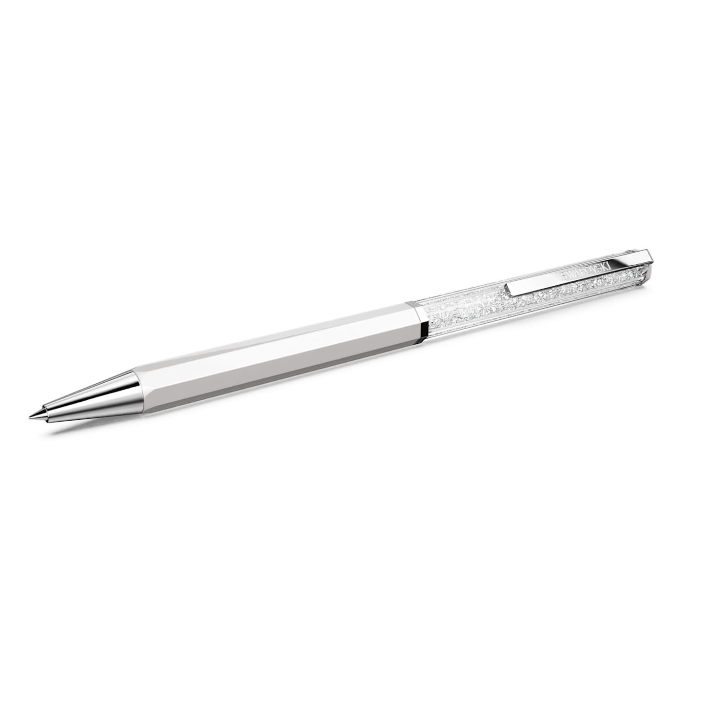 crystalline-ballpoint-pen-white-lacquered-chrome-plated-swarovski-5760217 Crystalline ballpoint pen White lacquered, chrome plated - Image 1