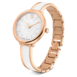 Crystalline bangle watch Swiss Made, Metal bracelet, White, Rose gold-tone finish - Image 3