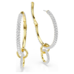 Dextera hoop earrings Round cut, White, 18K gold finish - Image 4