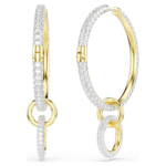 Dextera hoop earrings Round cut, White, 18K gold finish - Image 5