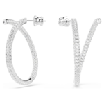 Dextera hoop earrings Round cut, White, Rhodium plated
