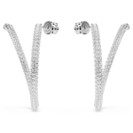 Dextera hoop earrings Round cut, White, Rhodium plated - Image 3