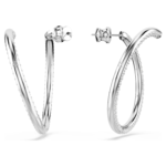 Dextera hoop earrings Round cut, White, Rhodium plated - Image 5